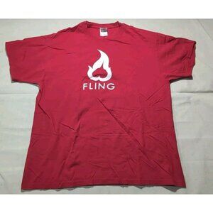 Fling Upside Down Heart Promo Men's Graphic Print Short Sleeve T-Shirt Red XL